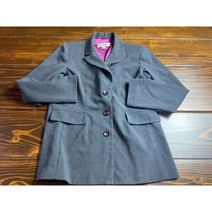 Danny&Nicole Blazer Women's Size 10 Petite Gray 3 Button Long Sleeve Pocket Flap
